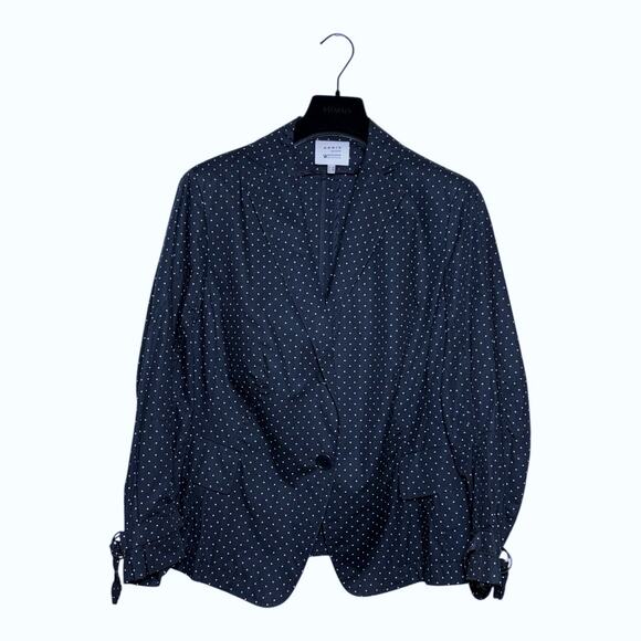 Akris Punto Navy & White Polka Dot Cotton Blazer 46 EU 14 US - Picture 2 of 10